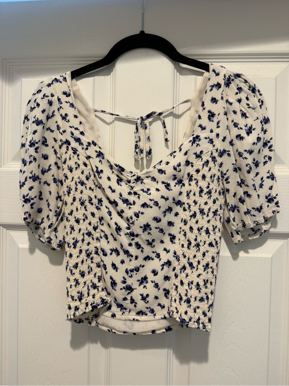 ASTR the Label White Floral Smocked Top